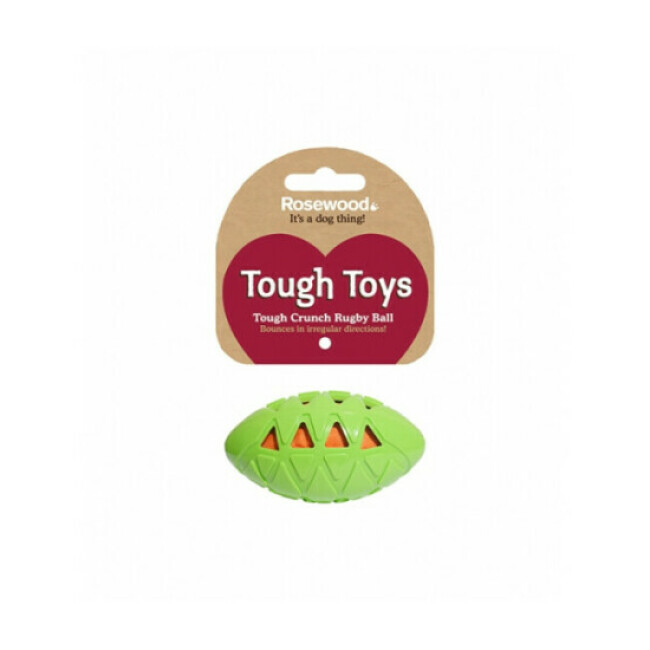 Balle Tough Crunch Rugby Ball Rosewood pour chien