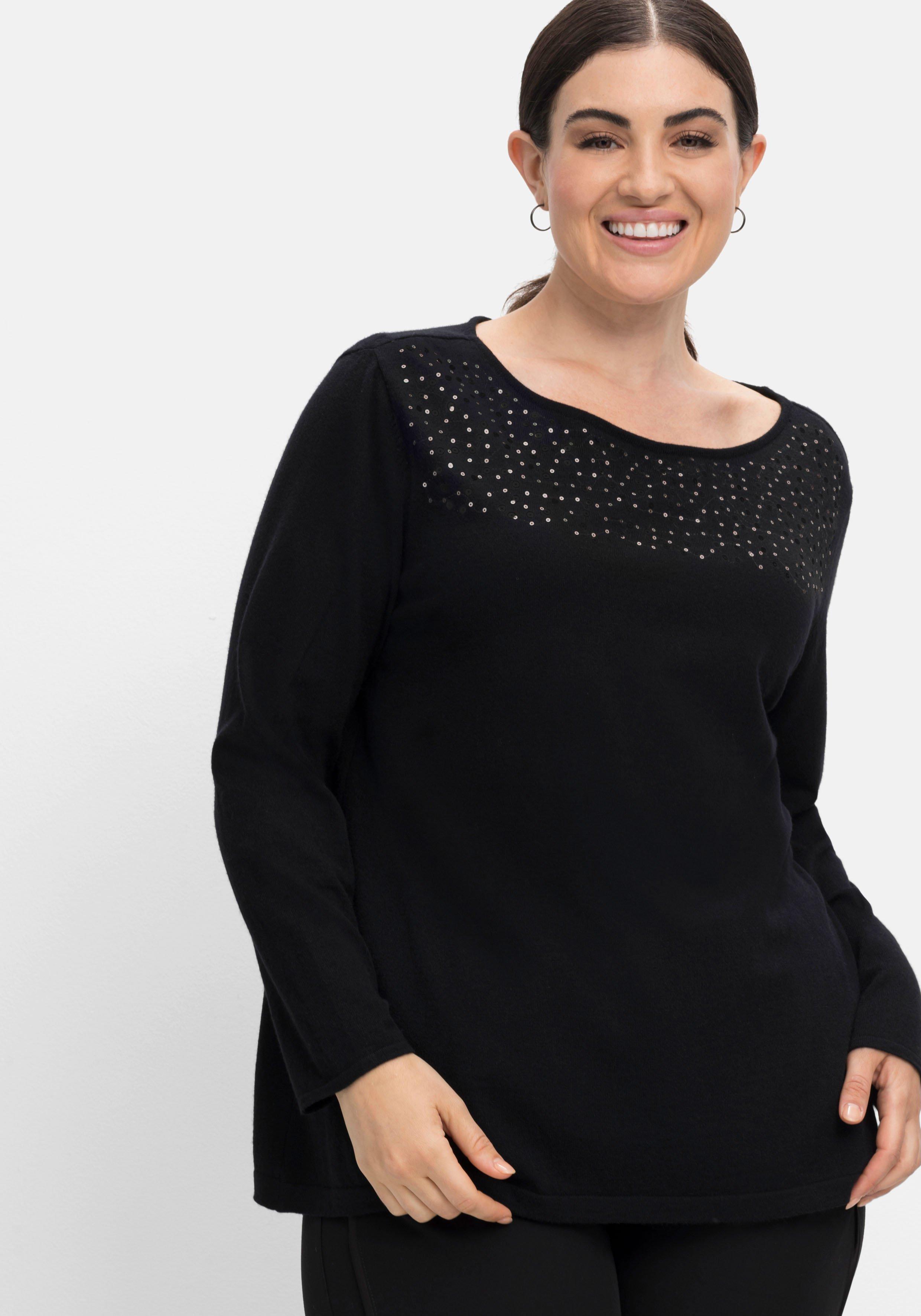 Pullover mit Pailletten, weiche Strickqualität