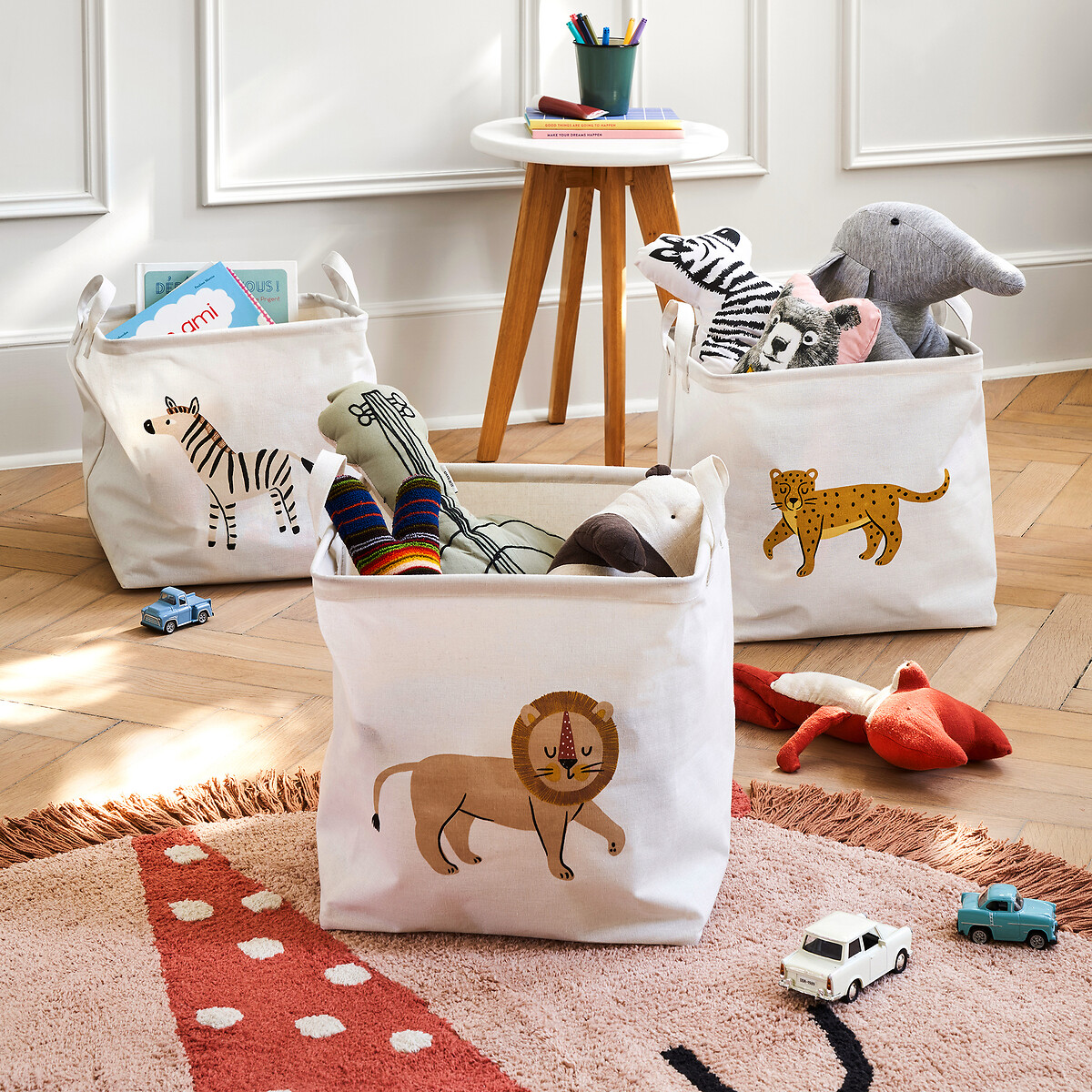 LA REDOUTE INTERIORS<br>Cesta quadrada com motivo de leão, Junglito