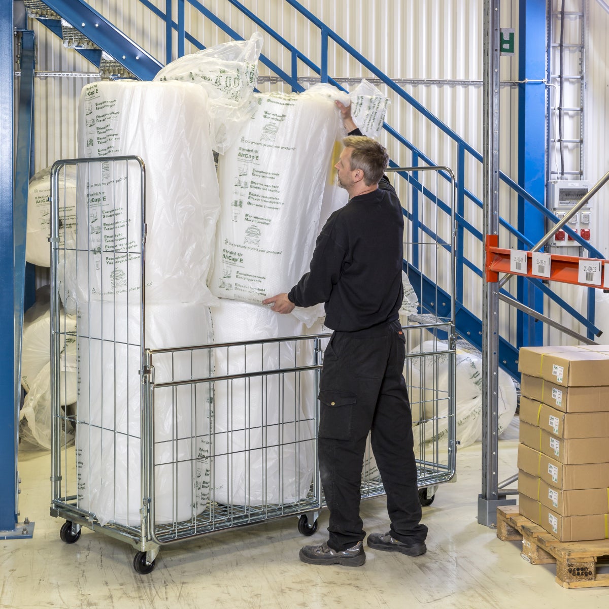 Kongamek verzinkte rolcontainer 1200x800x1800mm met 4 gaaswanden, voorste halve opening met rem