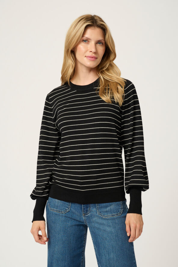 Kaffe KAlizza Striped Pullover Black /turtledove slim stripe