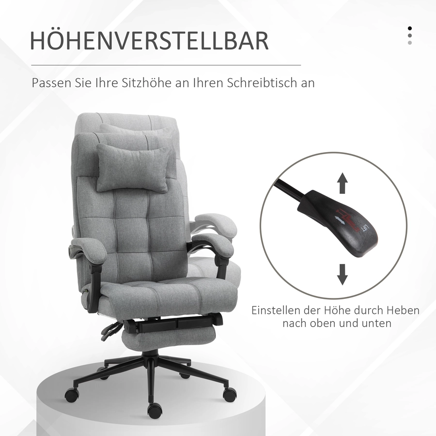 Vinsetto Bürostuhl Höhenverstellbar mit Fußstütze grau