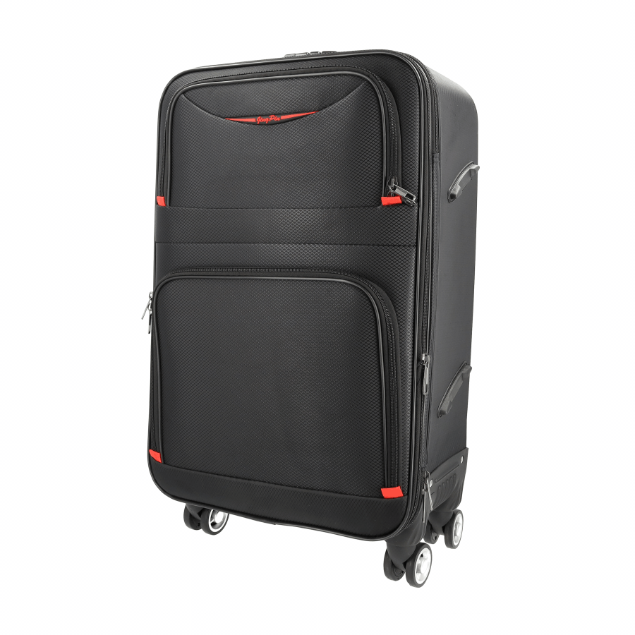 (2-tlg. Set) 39.6L / 24 L Reisekoffer Trolley Gepäckset mit Reissverschluss Zahlenschloss / Abnehmbare Räder - Schwarz