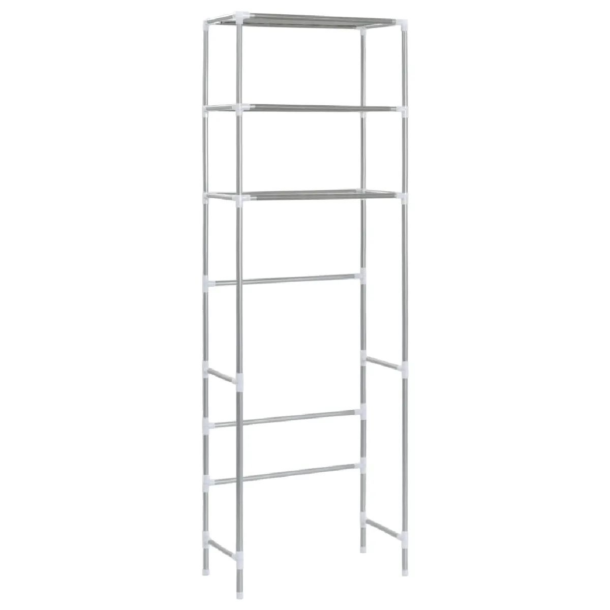 Helloshop26 Support rangement 3 niveaux toilette argenté