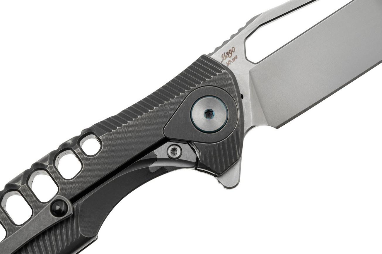 Rike Knife Thor 5 Bead Blasted M390, Dark Gray Titanium, integraalzakmes