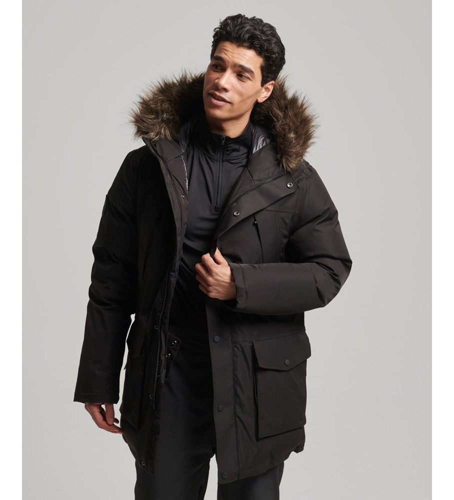 Casaco parka de penas Superdry Everest para neve, preto