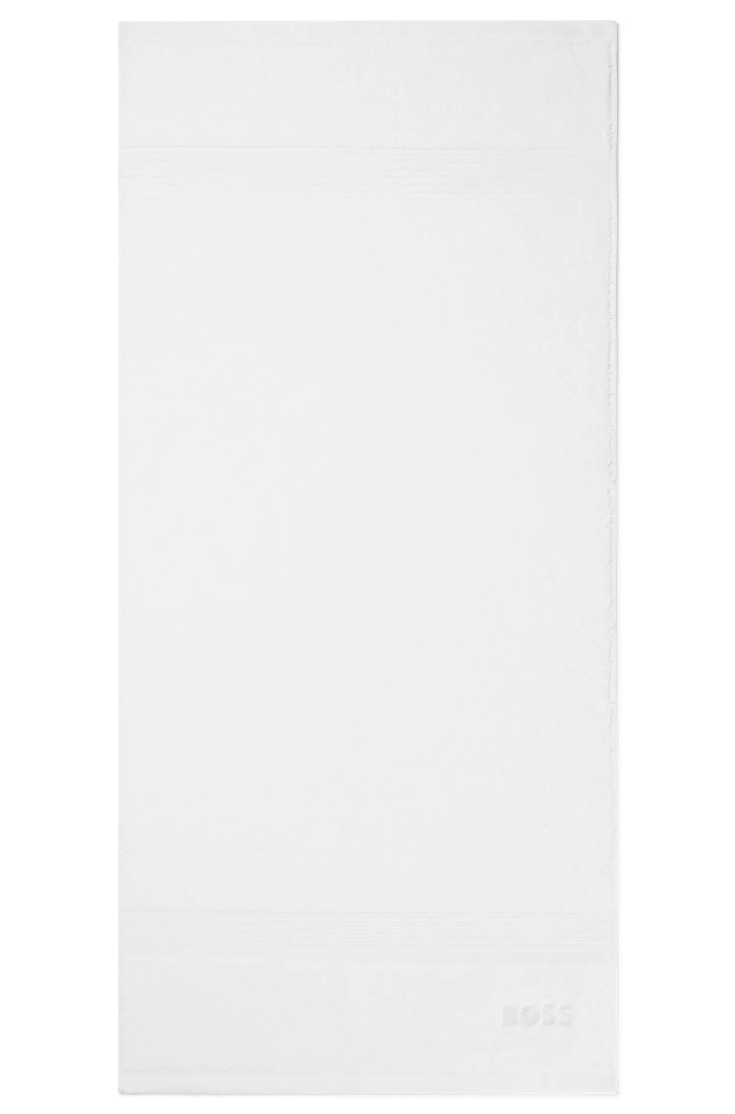 Toalha de mão BOSS em algodão Aegean preto e branco com logotipo tonal.