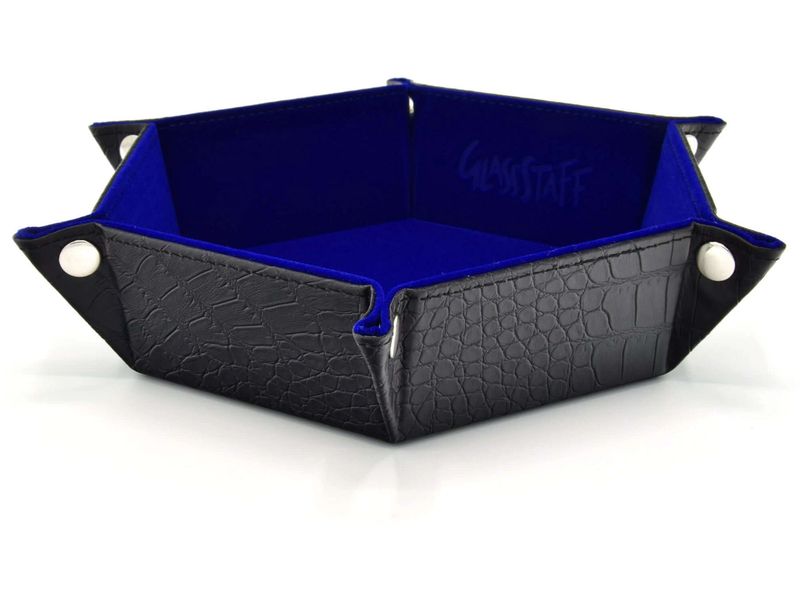 Glass Staff Hexagonal Foldable Rolling Tray Dragon Skin Bla Faltbares oktagonales Dice Tray