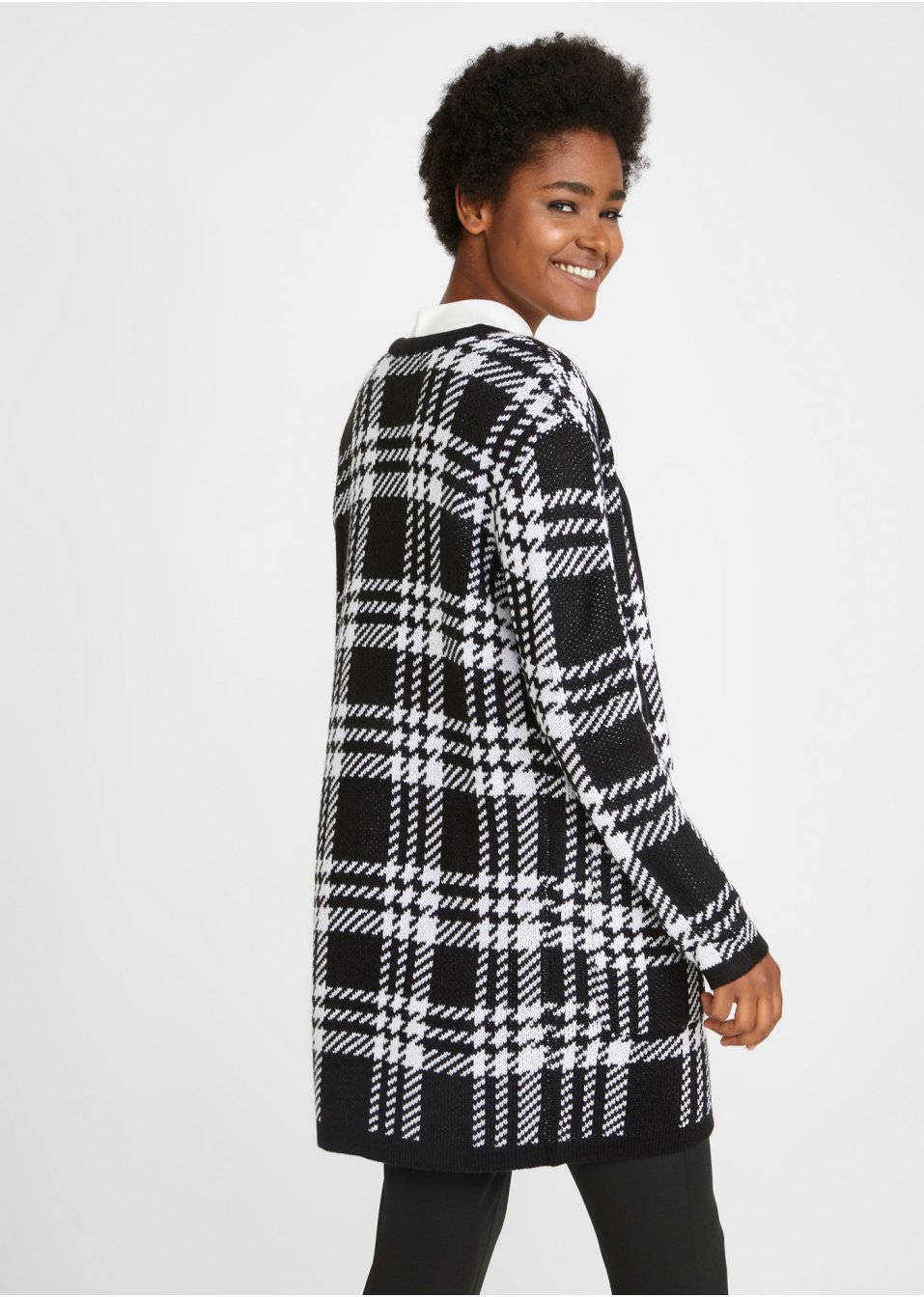 Veste en maille à carreaux avec poches