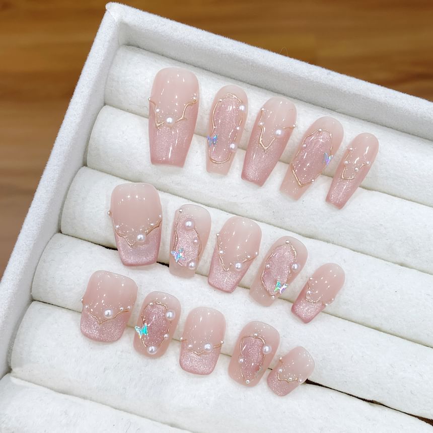 eovda - Butterfly Faux Pearl Press On Nail (Various Designs)
