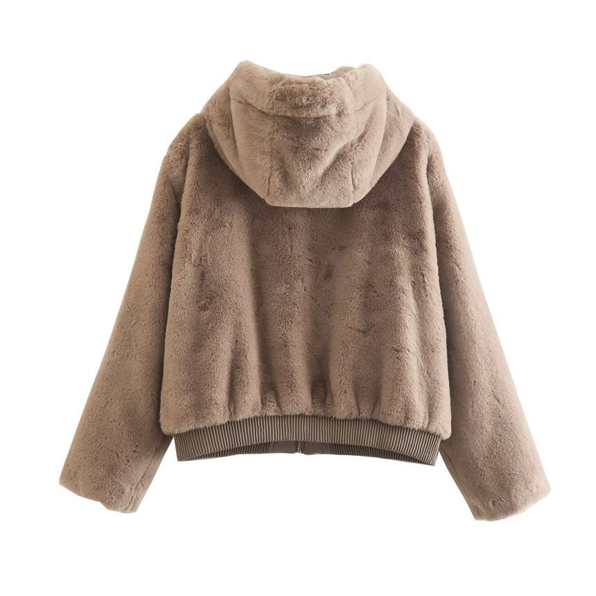Avauntgardo - Effen, pluizige hoodie met rits