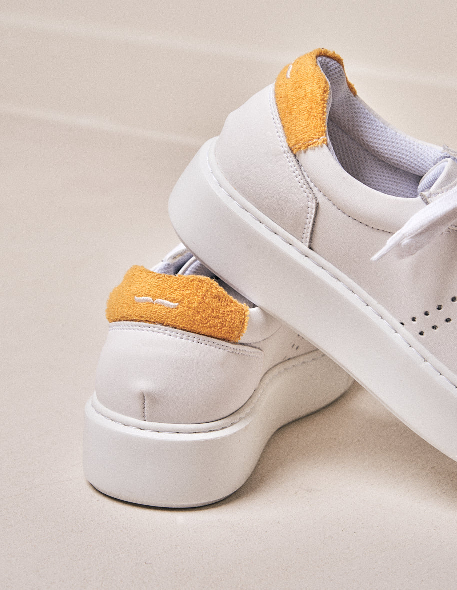 Baskets basses Apolline - Cuir et eponge blanc jaune