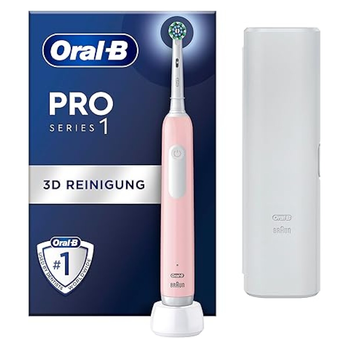 Oral-B Elektrische Zahnbürste Pro 1 Cross Action Pink mit Reiseetui