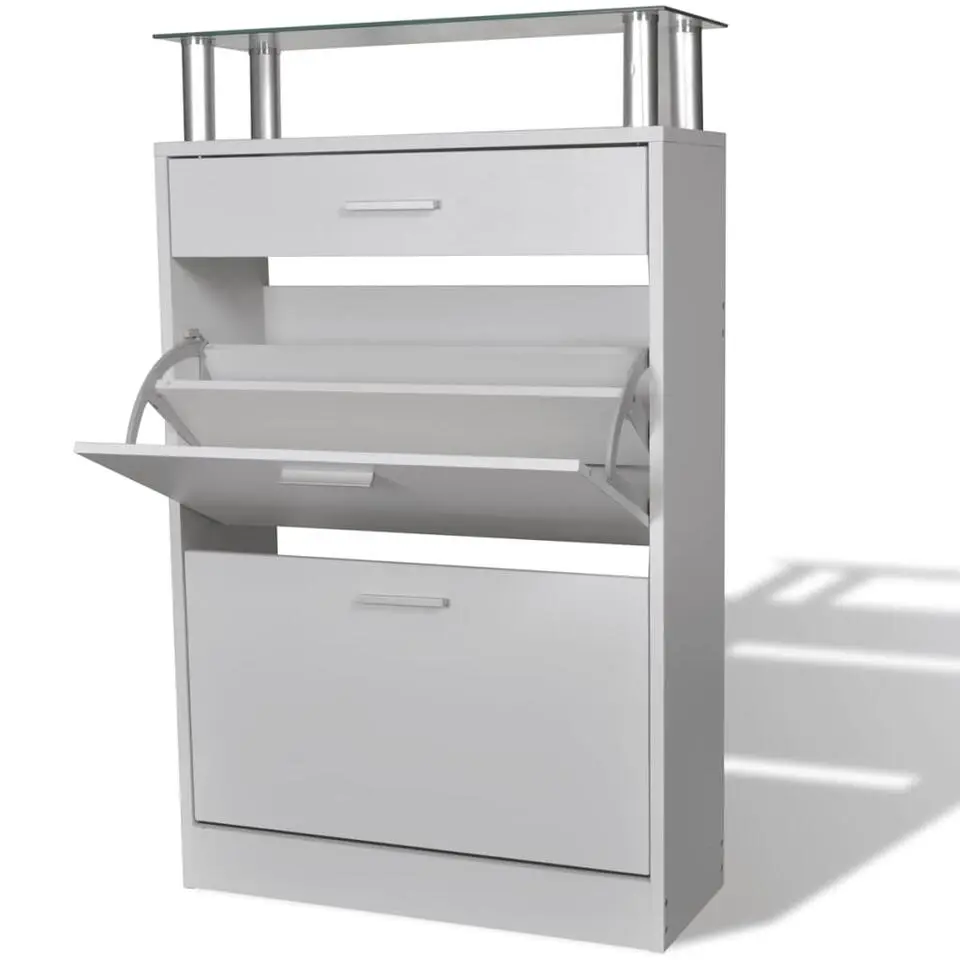 vidaXL - Houten Schoenenkast - Wit - Hout
