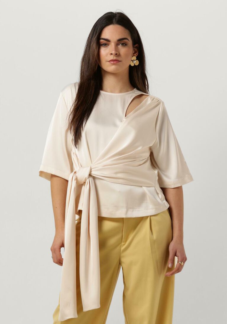 GESTUZ ecru gestuz top harper knot blouse