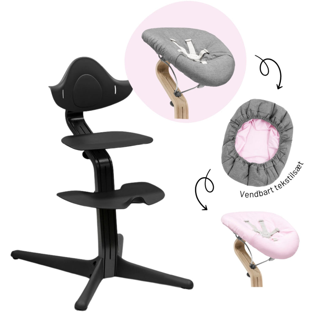 Køb Stokke® Nomi® Black Stol + Black Pink Grey Newborn Sæt Bundle