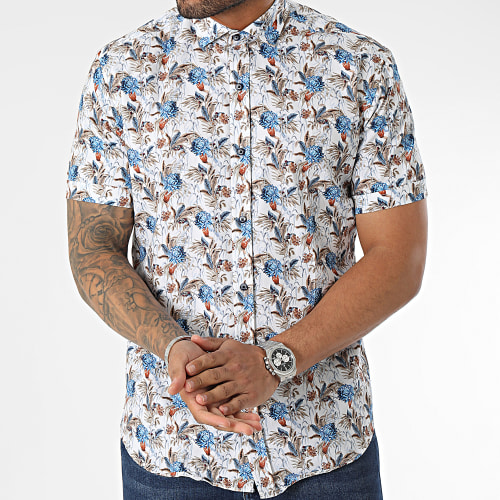 Chemise Manches Courtes Blanc Floral