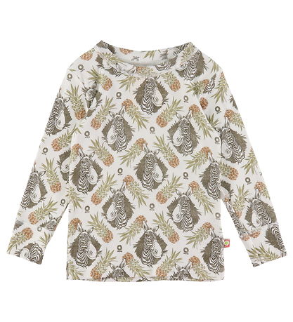 Katvig Bluse - Weiß m. Tropisch Print