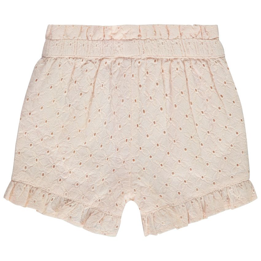 Short unie en broderie anglaise pour bébé fille - Rose