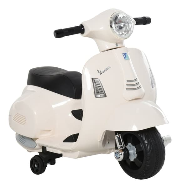 Vespa Elmotorsykkel Barnemotorsykkel, 18-36 Mnd, 3 Km/T, Led Lys & Lyd, Pp Plast & Metall, Hvit, 66,5X38X52Cm
