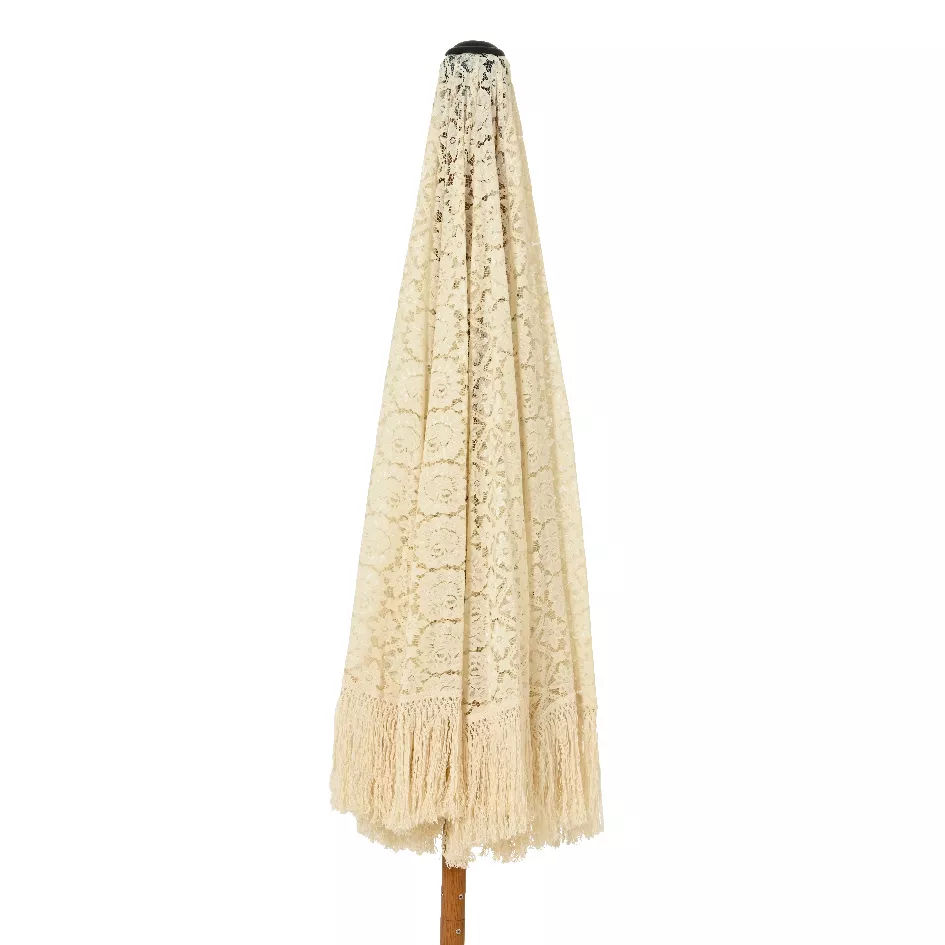 Parasol de jardin rond à franges (D2 m) Isy Dentelle Beige