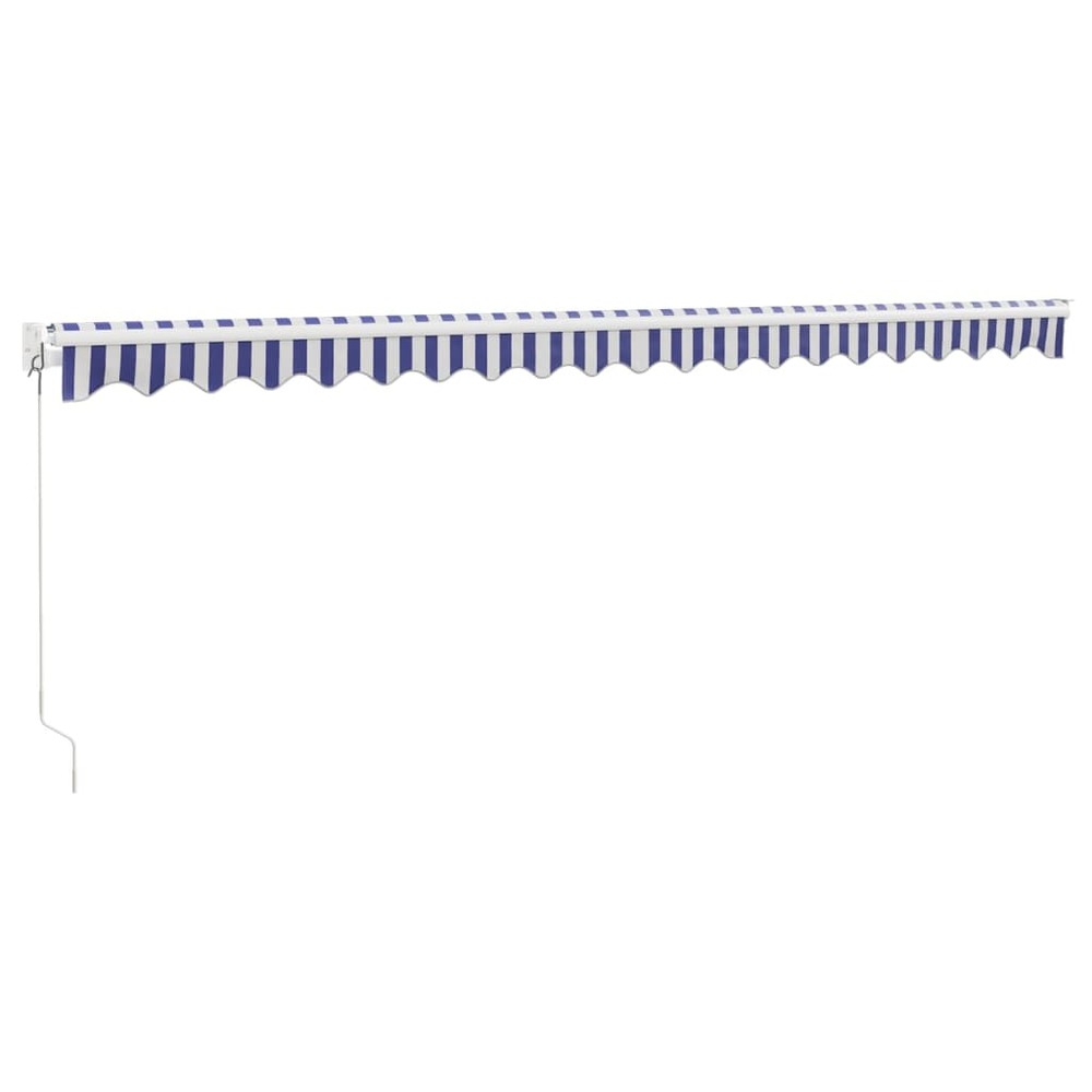 Auvent rétractable bleu et blanc 5x3 m tissu et aluminium
