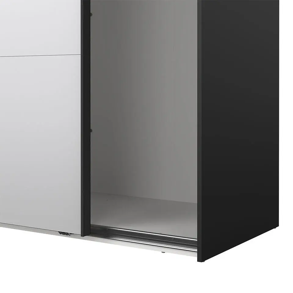 Hioshop Catania schuifdeurkast 2 deuren met spiegel 180x220cm mat zwart
