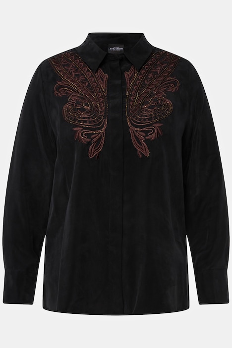Cuprobluse, Stickerei, Hemdkragen, Langarm