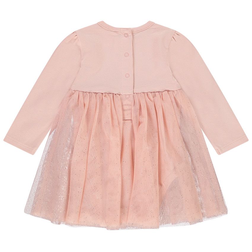 Robe 2 en 1 en maille et tulle pour bébé fille - Rose