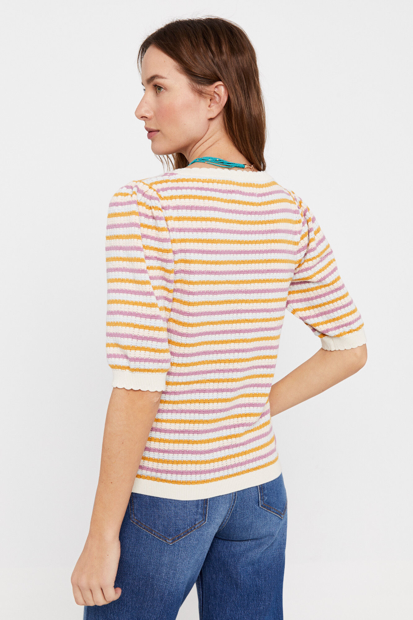 Malha jacquard - Azul