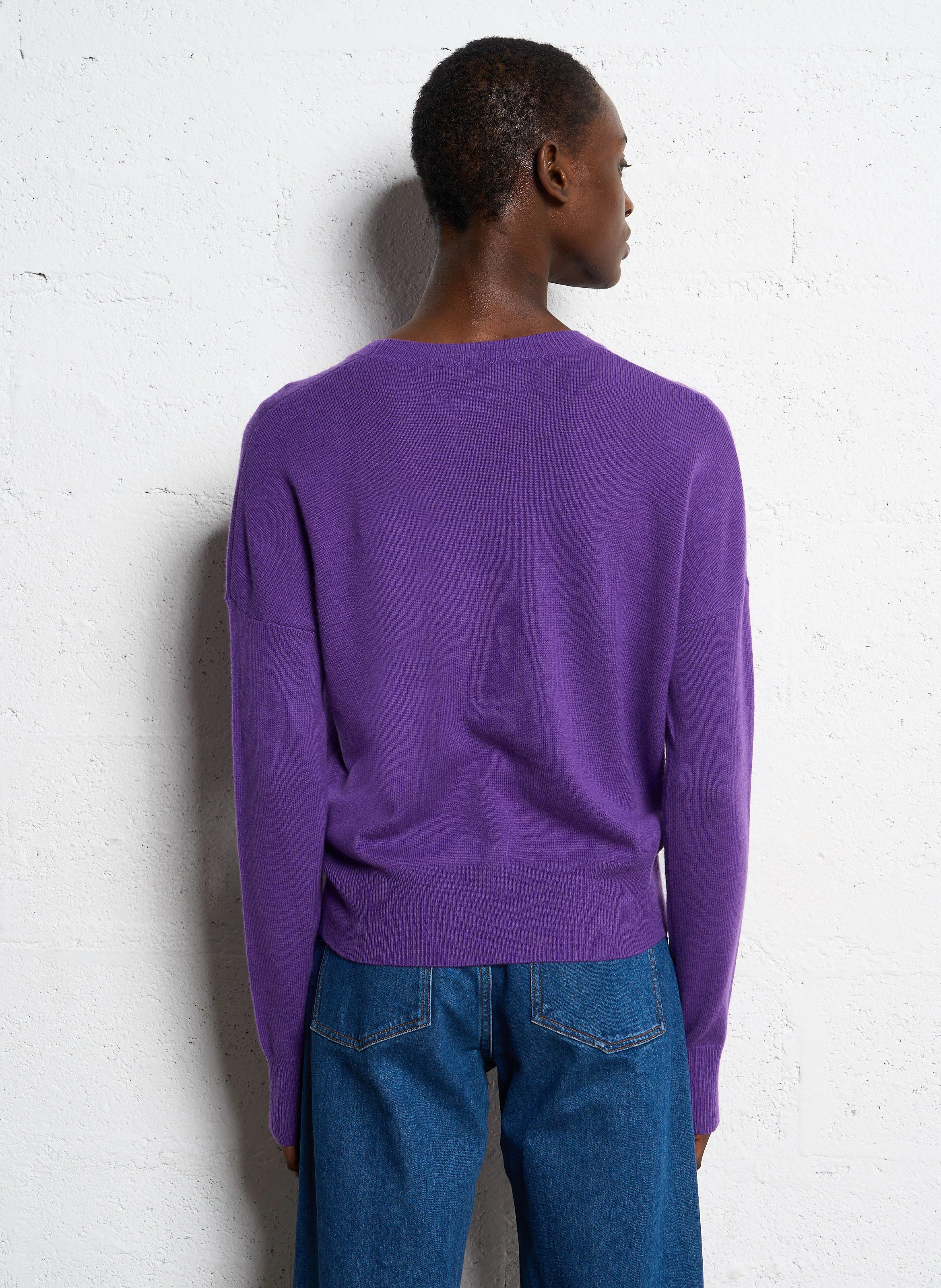 AFANCYC - Pull droit col rond en laine mélangée | Violet