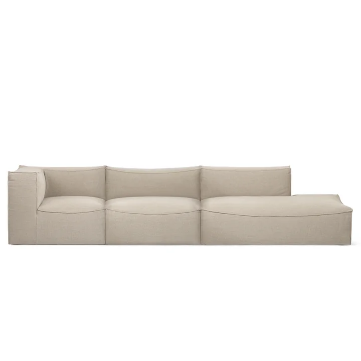 Ferm Living - Catena Modular, 4-Sitzer Sofa Open End Right, natur (Rich Linen)