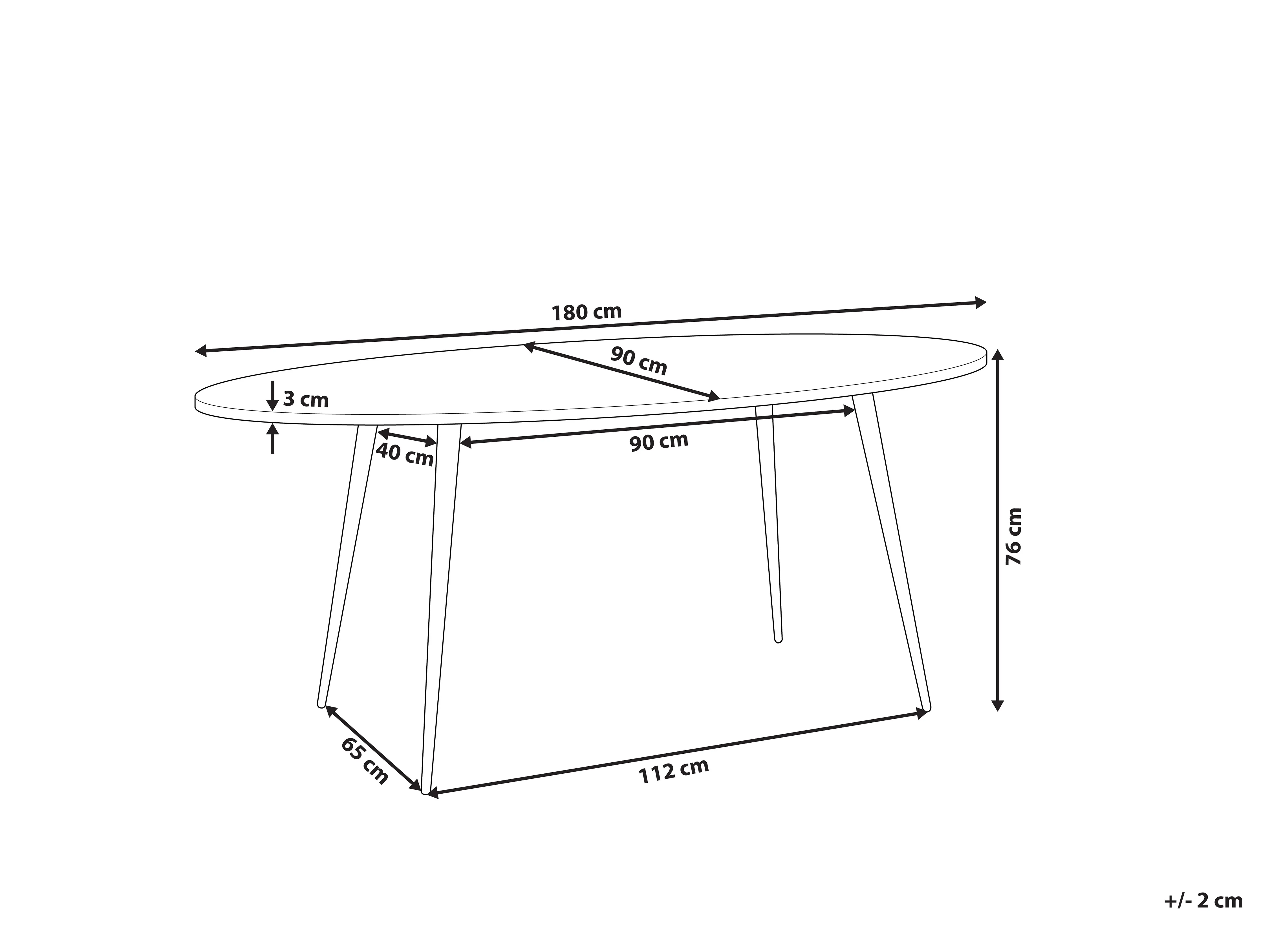 Eettafel OTTAWA Lichtbruin 90 cm 180 cm