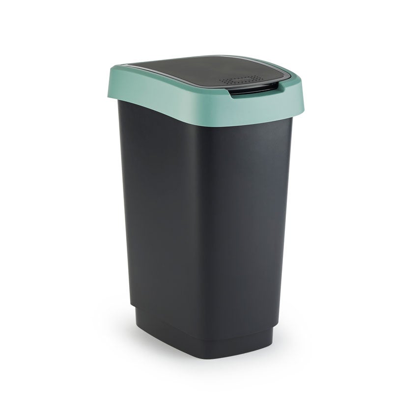 PROREGAL Classic Afvalbak voor Binnen, 25 Liter, HxBxD 47,6 x 25 x 33 cm, Kunststof, Zwart-Groen