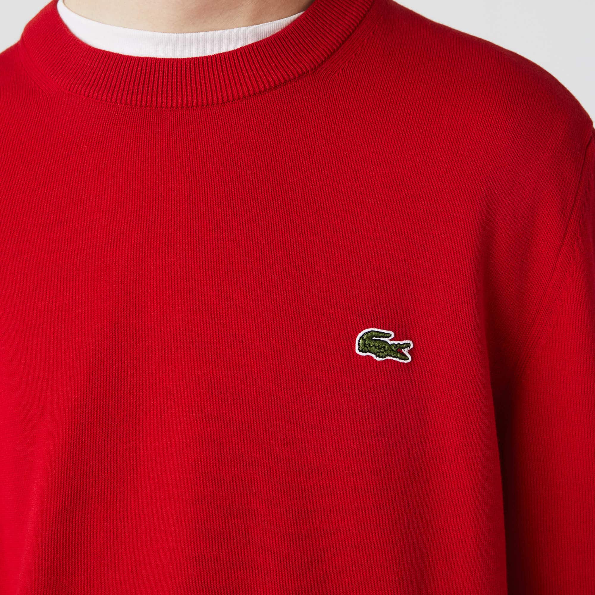 Herren Baumwollpullover Pullover - Rot - Lacoste - Herren