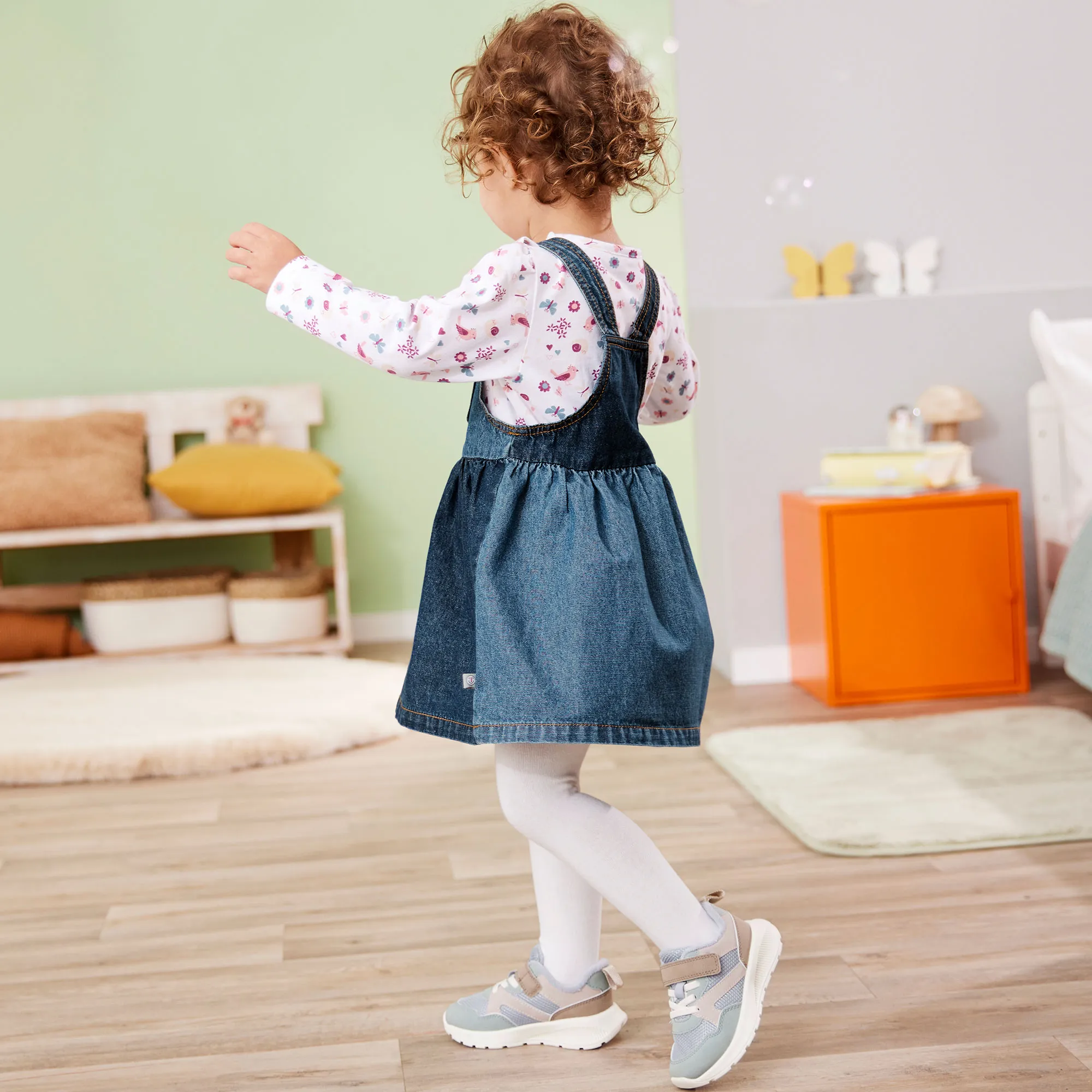 Baby-Mädchen-Set mit Jeans-Kleid, 2-teilig