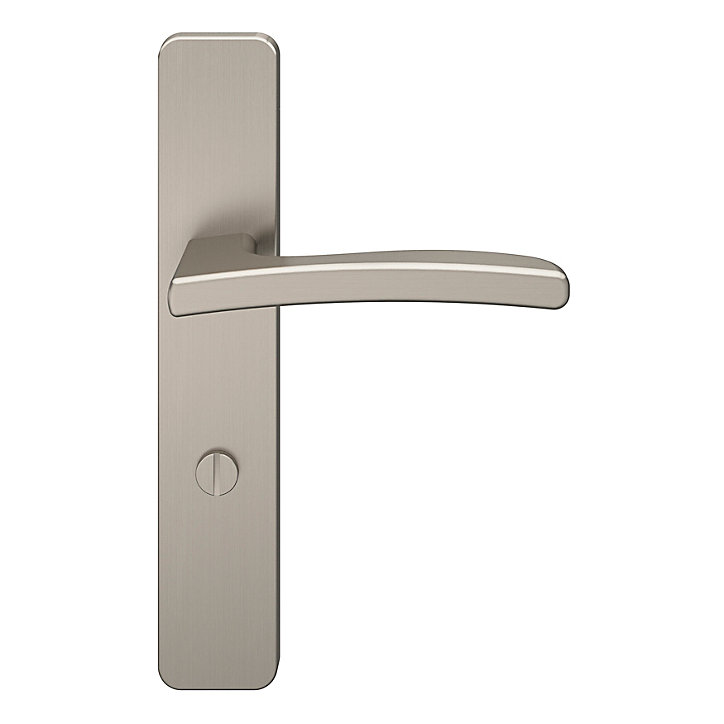 Ensemble poignée sur plaque rectangulaire à condamnation GoodHome Irvil effet nickel satin gris L.126.5mm x l.42mm entraxe 165-195mm