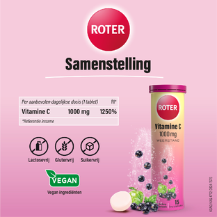 Roter Vitamine C 1000mg Weerstand Zwarte Bes Appel Bruistabletten 15ST