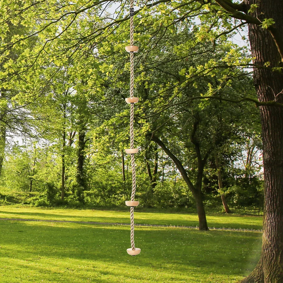 Outsunny Kinder Kletterseil mit kleinen Holzscheiben natur