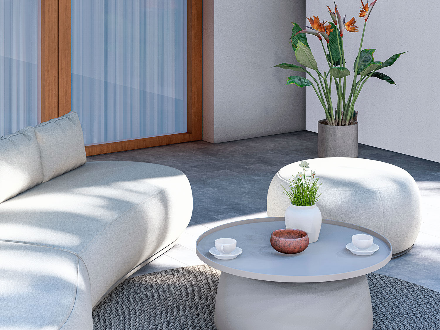 Gartenlounge 4-teilig aus Quick-Dry Spezialpolster