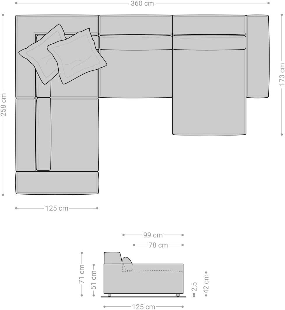 DELIFE Wohnlandschaft Sirpio XL Mikrofaser Grau 360x260 cm Recamiere variabel