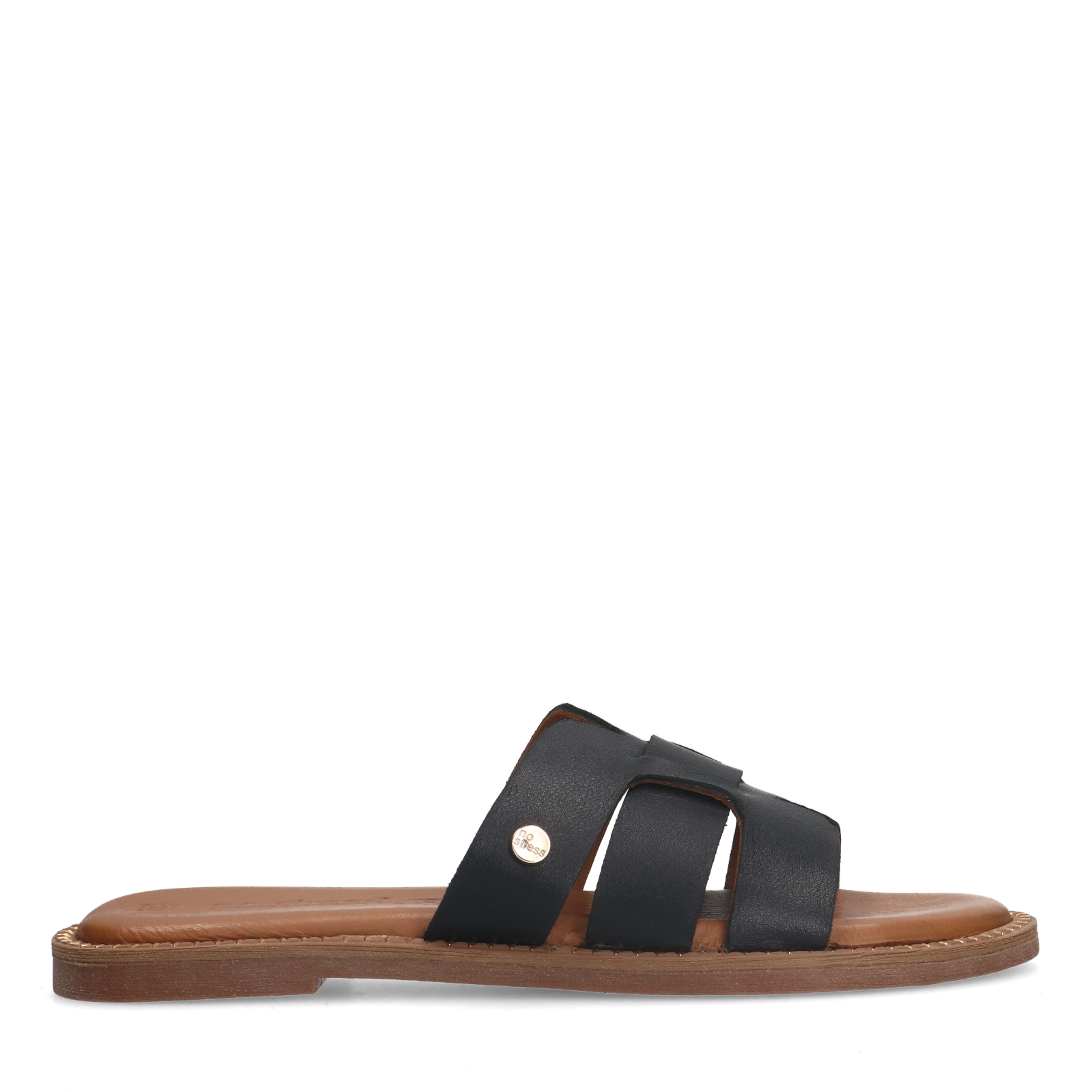 Zwarte leren slippers