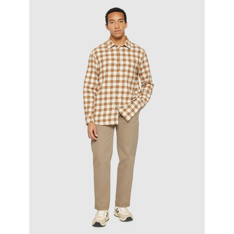 KnowledgeCotton Apparel Loose Fit CheckeredShirt Beige Check