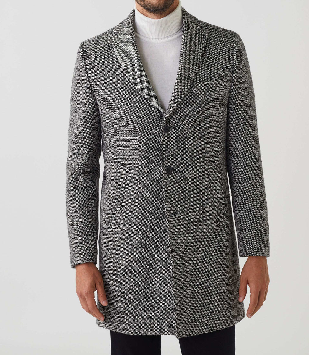 Manteau ville tweed noir 