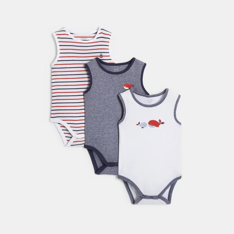 Body débardeur marin (lot de 3) rouge naissance Rouge