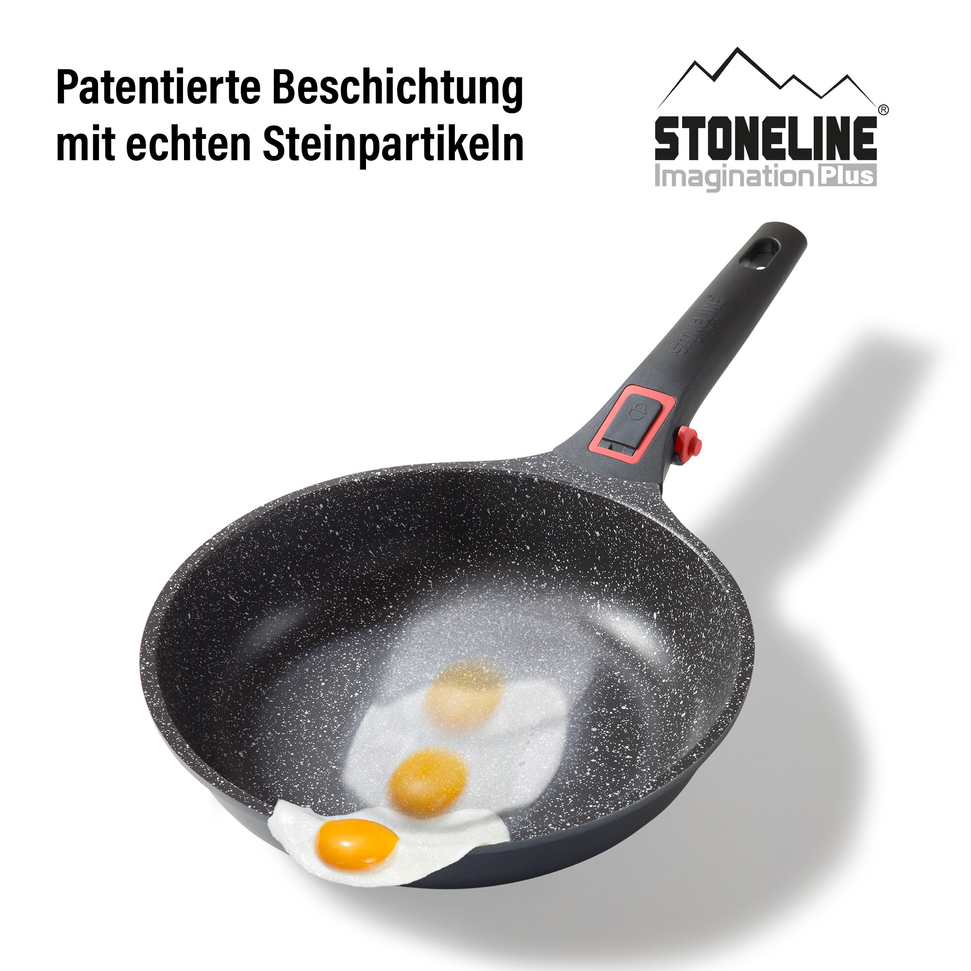 STONELINE® Imagination PLUS Kochgeschirr-Set, 8-tlg., mit abnehmbaren Griffen, rot