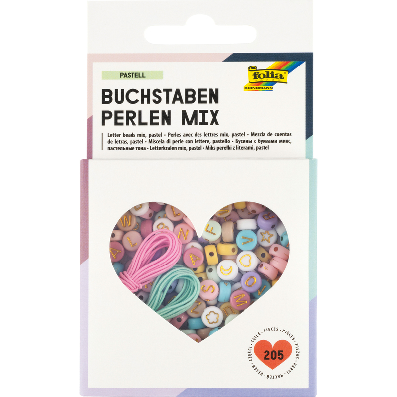 Folia Buchstaben Perlen Mix, Pastell, 205 Teile, pastell