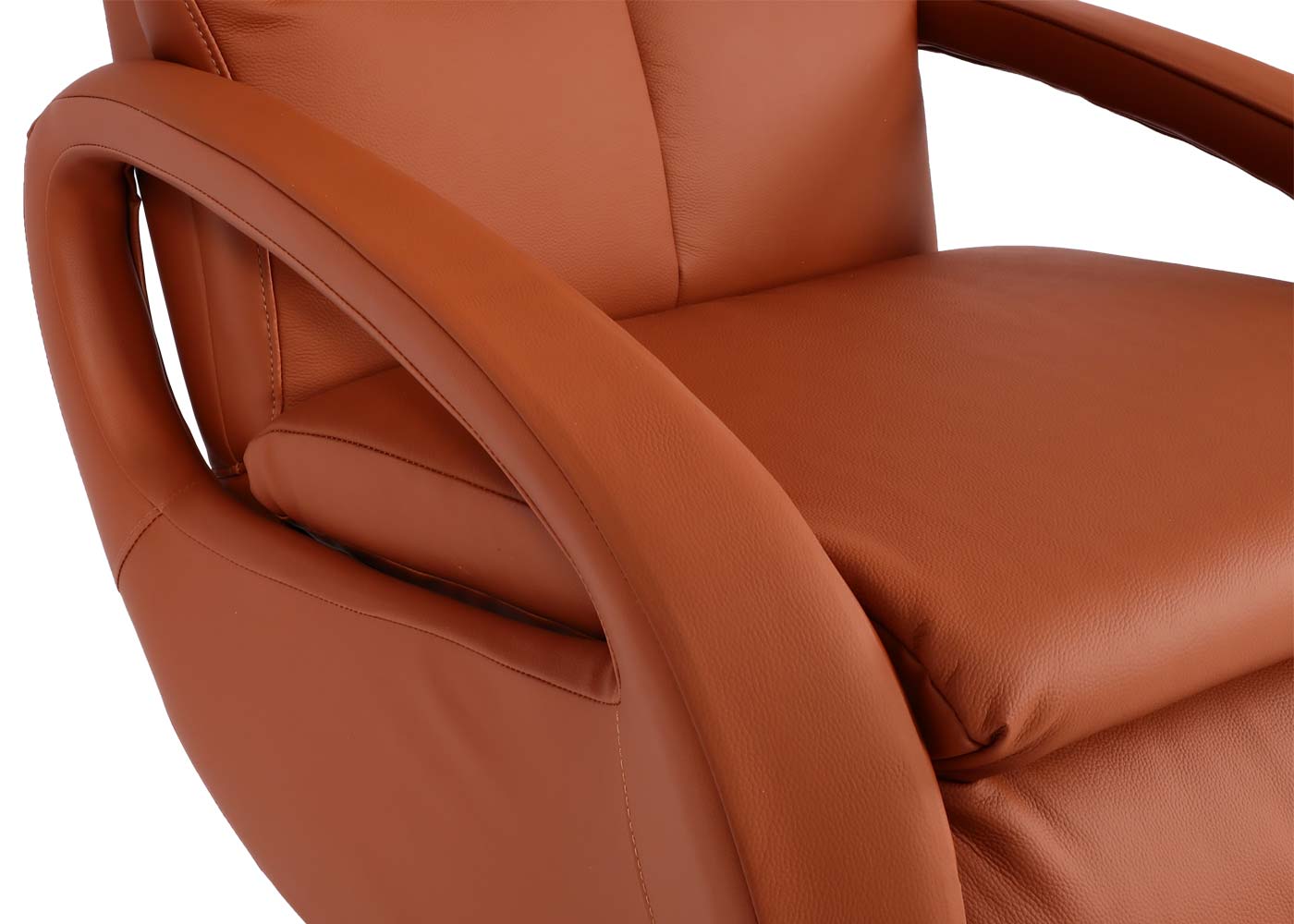 Relaxsessel MCW-L11, Design Fernsehsessel TV-Sessel Liegesessel, Liegefunktion drehbar, Voll-Leder ~ terracotta-braun