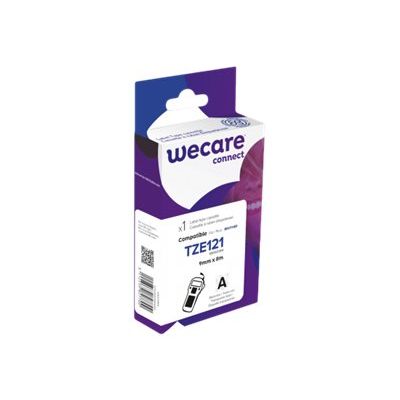 Wecare ruban d'étiquette compatible Brother TZE121 - 1 rouleau (0,9 cm x 8 m) - fond transparent écriture noire
