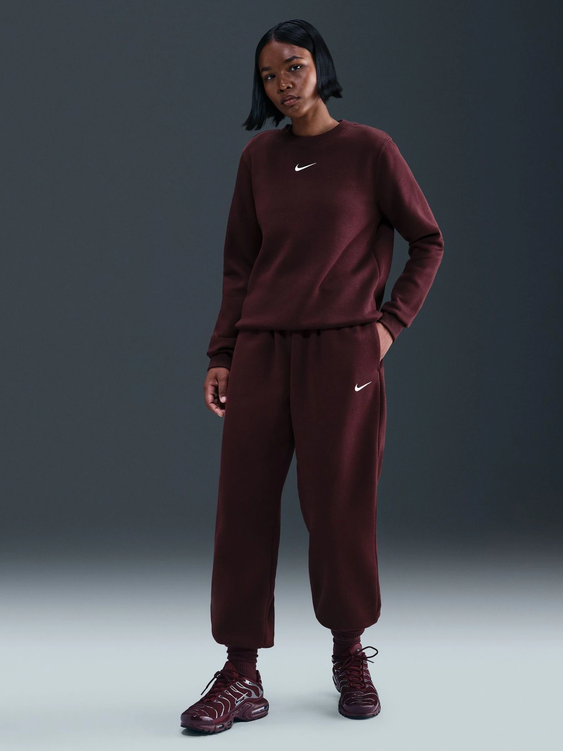 Rood - Nike oversized Phoenix joggingbroek van fleece met hoge taille
